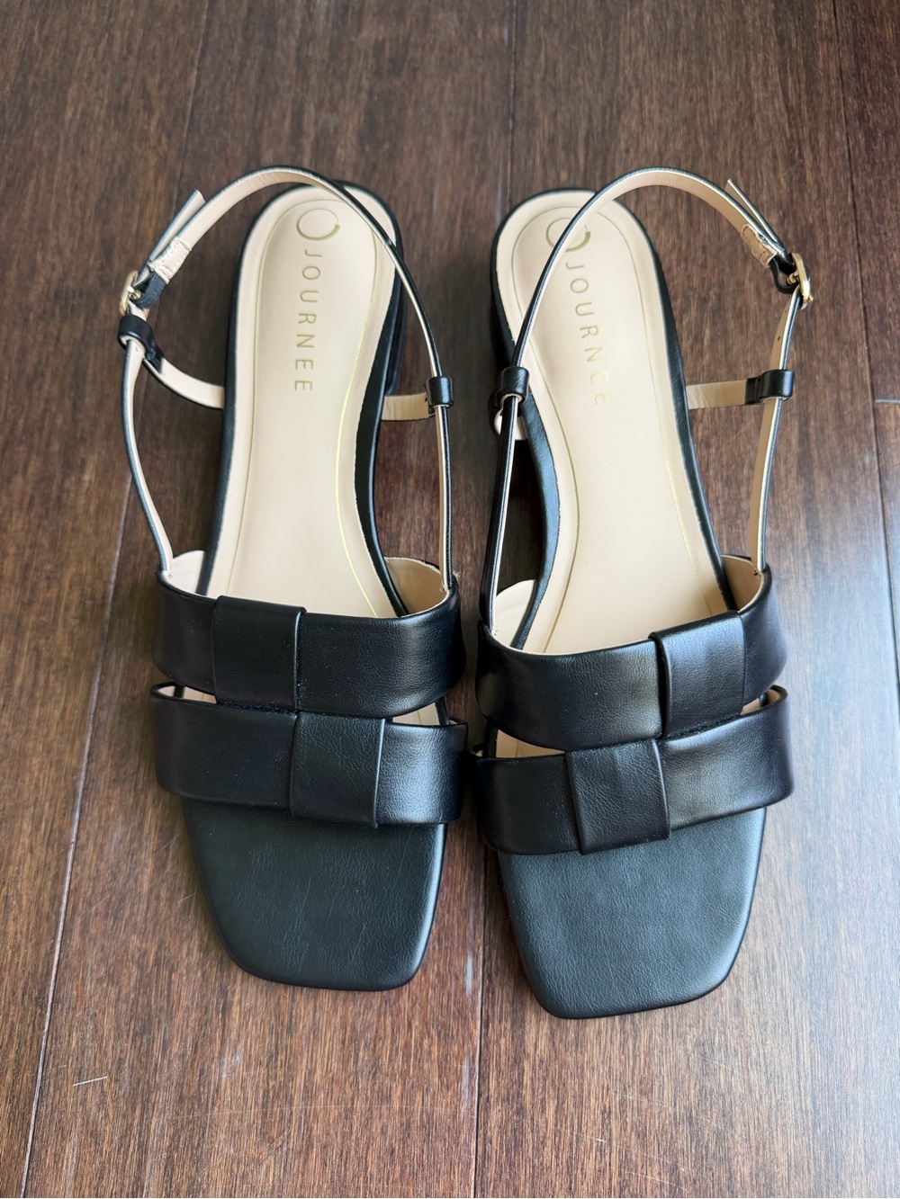 Journee Collection Black Woven-Style Slingback Sandals